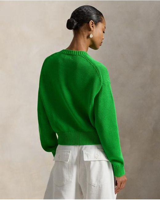 Polo Ralph Lauren Green Big Pony Cotton Crewneck Jumper