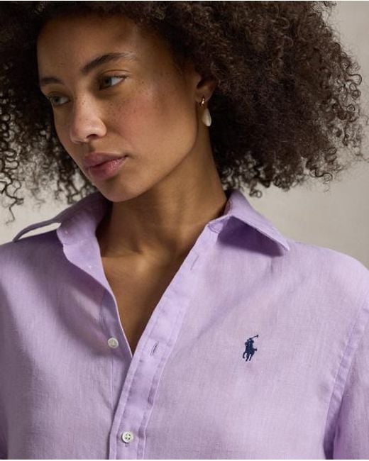Ralph Lauren Purple Classic Fit Linen Shirt