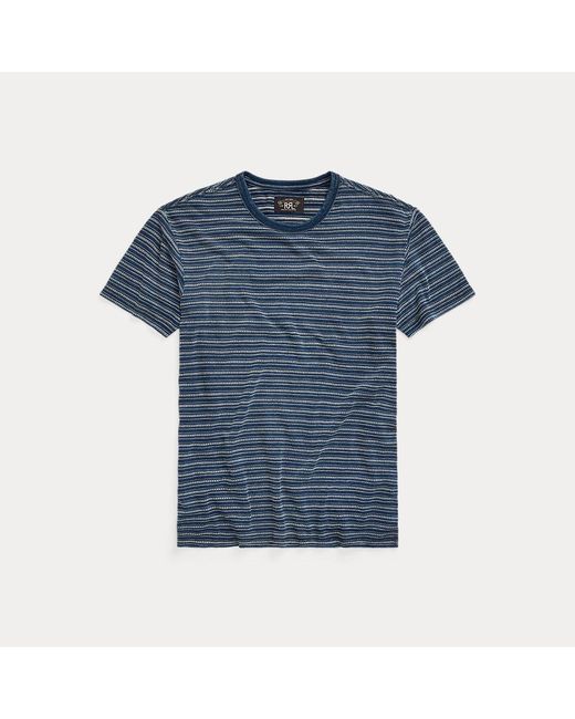RRL Blue Indigo Striped Jersey T-shirt for men