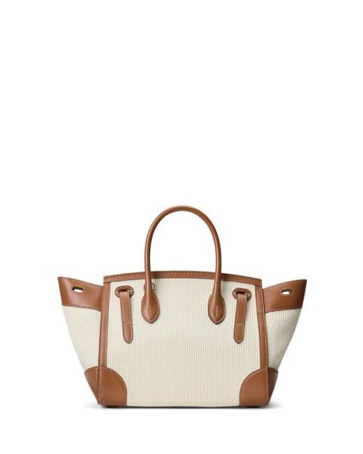 Ralph Lauren Natural Soft Ricky 27 Calfskin-Trim Woven Bag