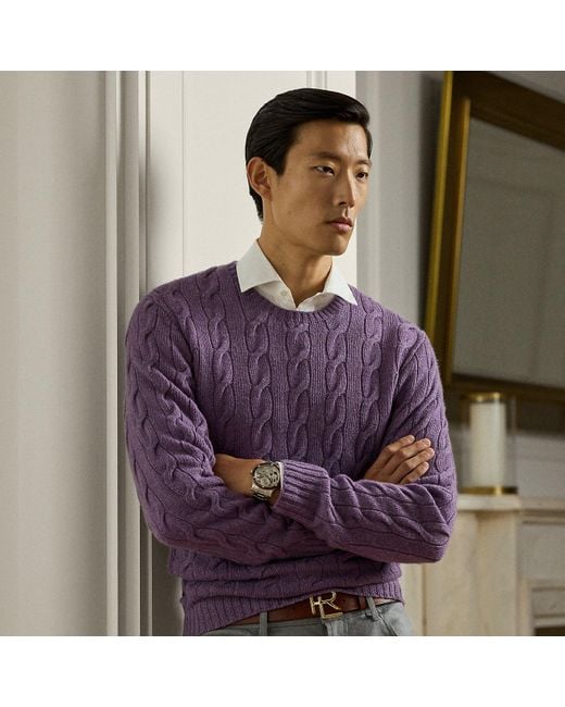 Jersey De Cachemira En Punto De Ochos Ralph Lauren de hombre de color Purple