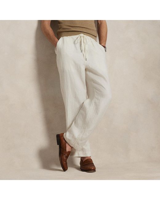 Ralph Lauren Natural Lateef Relaxed Fit Pleated Linen Trouser for men