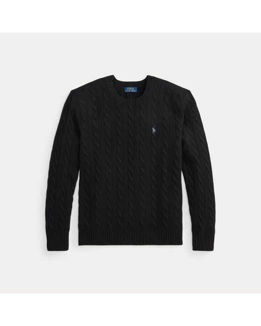 Polo Ralph Lauren Black Cable-Knit Wool-Cashmere Sweater for men