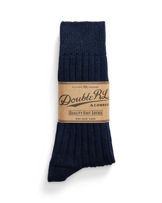 RRL Blue Stretch Cotton-Blend Socks for men