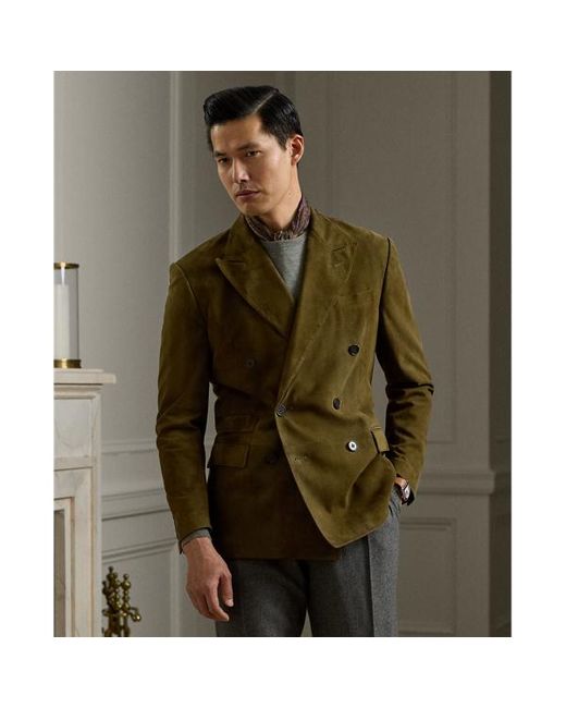 Giacca Kent in camoscio fatta a mano di Ralph Lauren in Green da Uomo