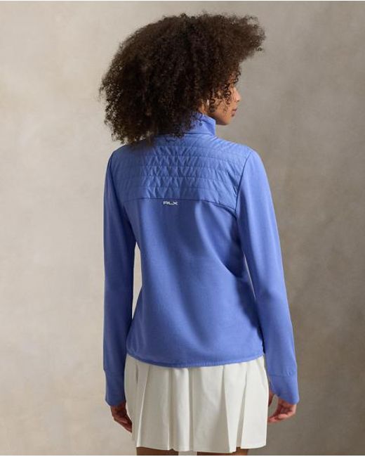 Ralph Lauren Blue Hybrid French Terry-Quilted Zip Jacket