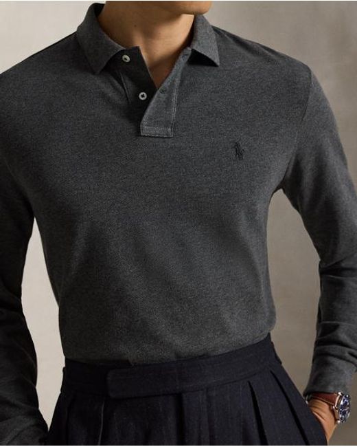 Polo Ralph Lauren Gray Custom Slim Long-sleeve Polo for men