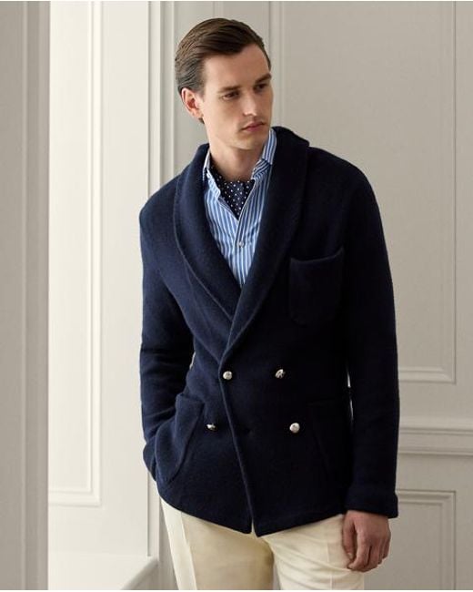 Ralph Lauren Blue Cashmere Blazer Cardigan for men