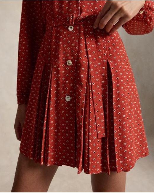 Polo Ralph Lauren Red Silk Mini Shirtdress