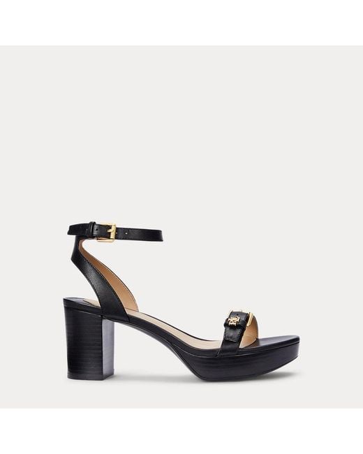 Ralph Lauren Black Melissah Calfskin Platform Sandal