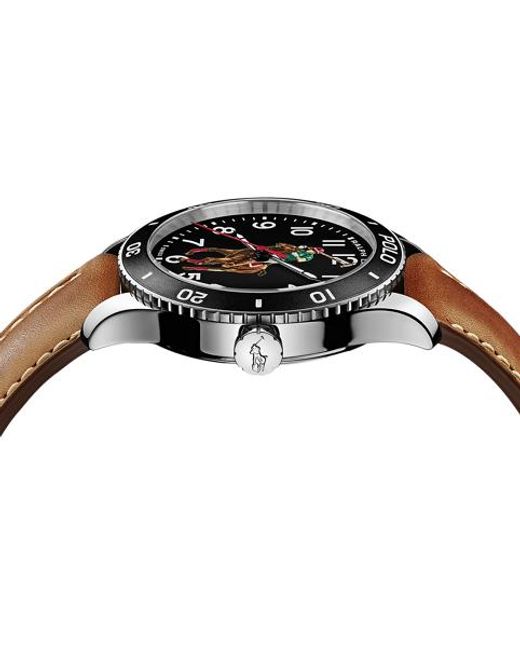 Polo Ralph Lauren 42 Mm Stalen Horloge Met Polospeler in het Black voor heren