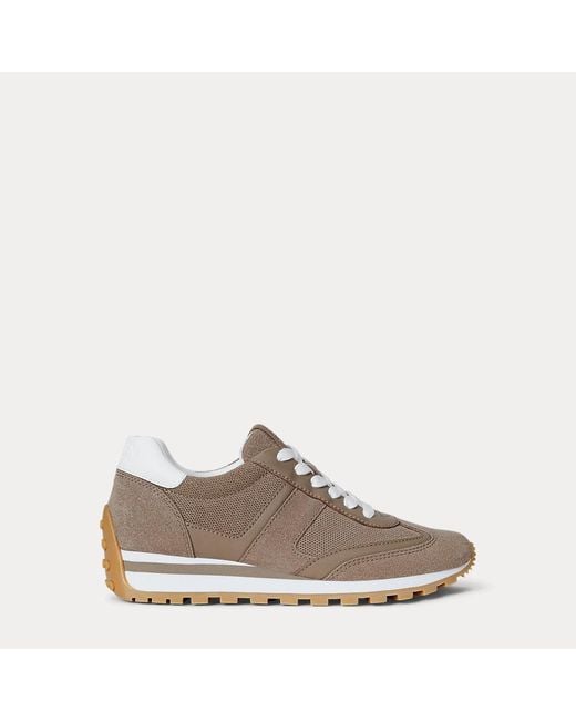 Ralph Lauren Brown Dani Perforated Suede Trainer