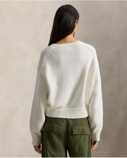 Polo Ralph Lauren White Big Pony Cotton Crewneck Jumper