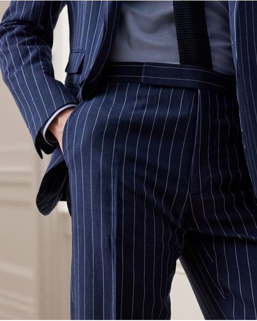 Ralph Lauren Blue Gregory Hand-Tailored Striped Trousers for men