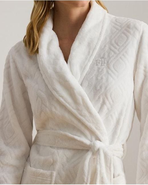 Peignoir Chenille Châle Ceinturé Ralph Lauren en coloris White