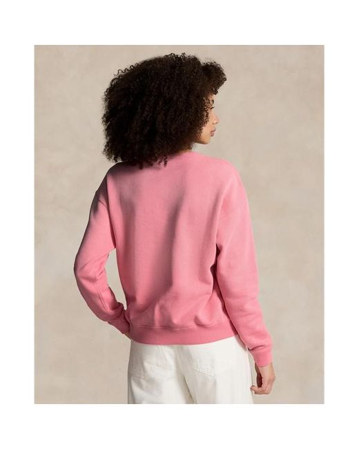 Polo Ralph Lauren Lichtgewicht Fleece Trui Met Ronde Hals in het Pink