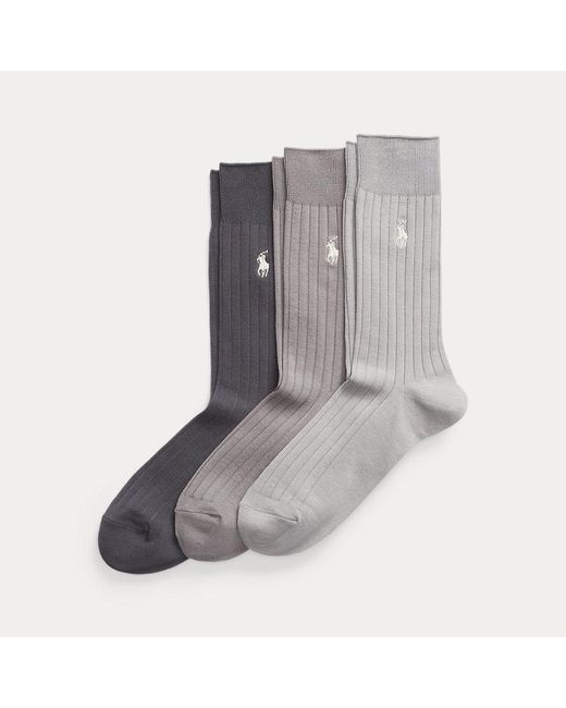 3 pares de calcetines con algodón Polo Ralph Lauren de hombre de color Gray