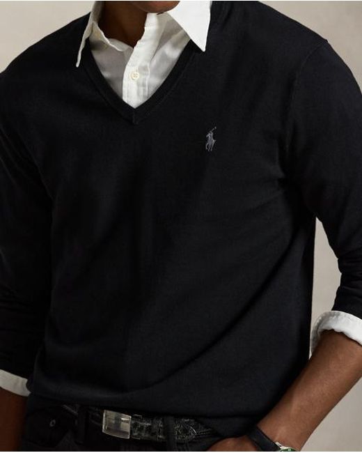 Polo Ralph Lauren Black Slim Fit Cotton Jumper for men