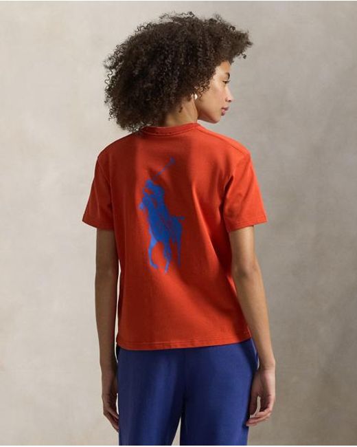 Polo Ralph Lauren Orange Big Pony Cotton Crewneck Tee