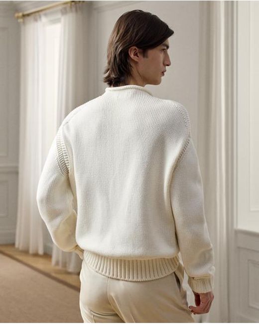 Ralph Lauren White Relaxed Fit Cotton Rollneck Jumper for men