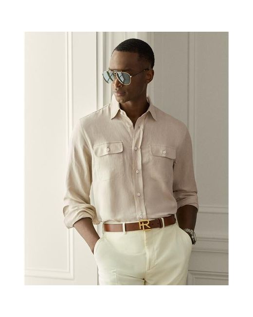 Camicia in seta e lino di Ralph Lauren in White da Uomo