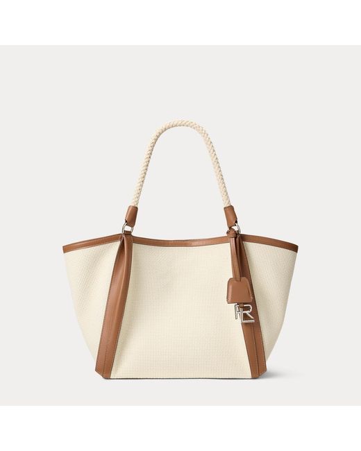 Ralph Lauren Natural Rl 888 Calfskin-Trim Woven Tote