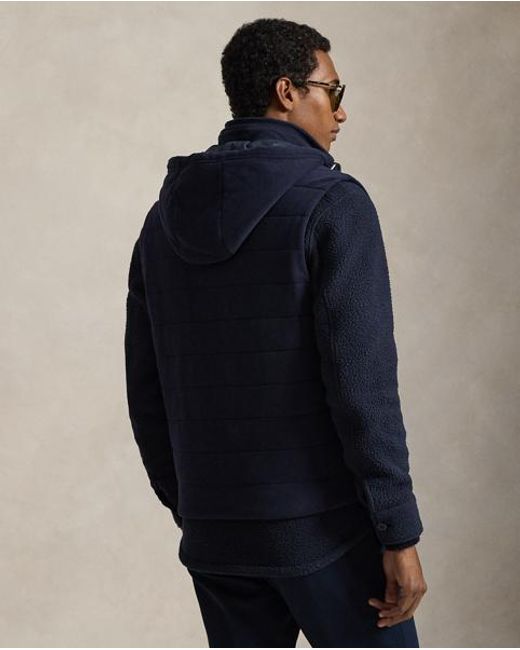 Polo Ralph Lauren Blue Quilted Jersey Hooded Gilet for men