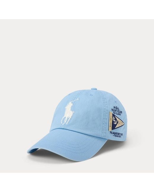 Ralph Lauren Blue Big Pony Twill Ball Cap for men