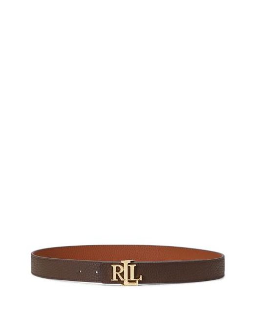 Ralph Lauren Multicolor Logo Reversible Pebbled Leather Belt