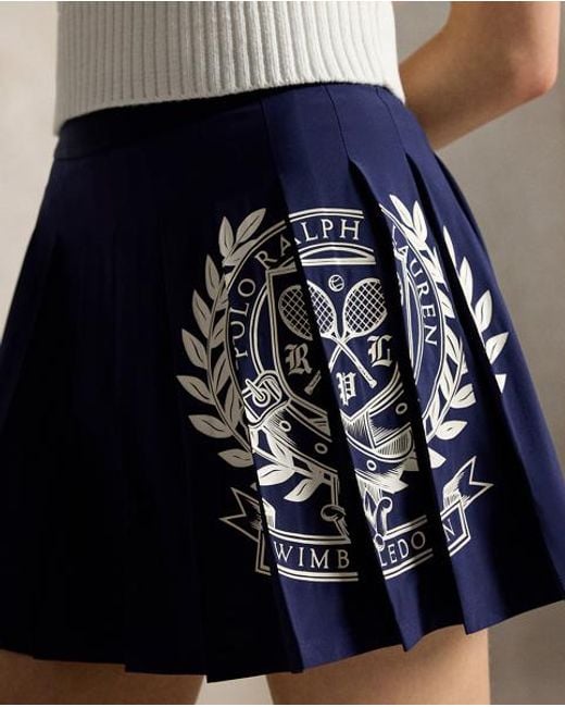 Polo Ralph Lauren Blue Wimbledon Logo Performance Pleated Skort
