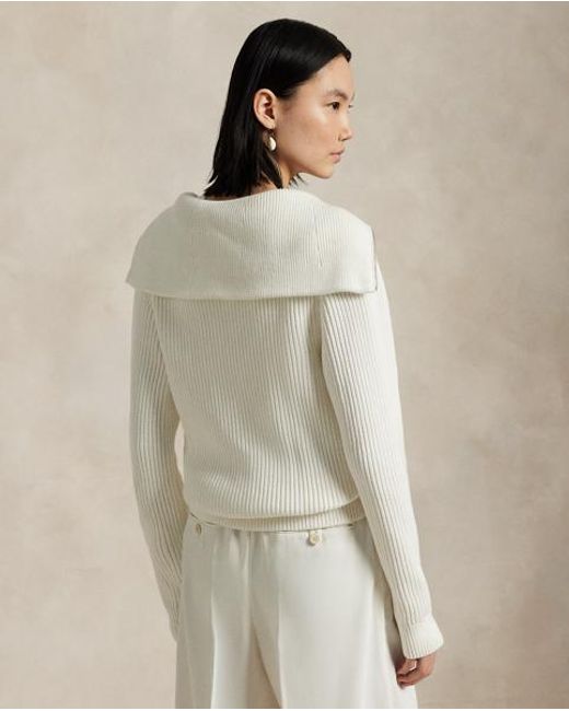 Polo Ralph Lauren White Baumwollpullover Mit Reißverschluss