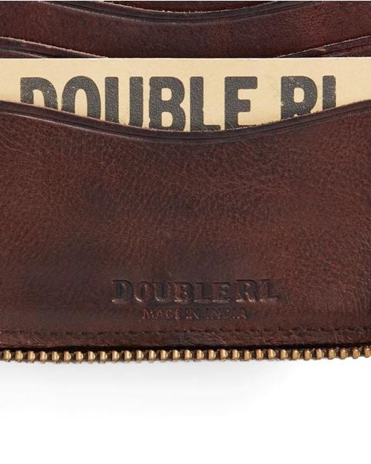 RRL Brown Leather Zip Wallet for men