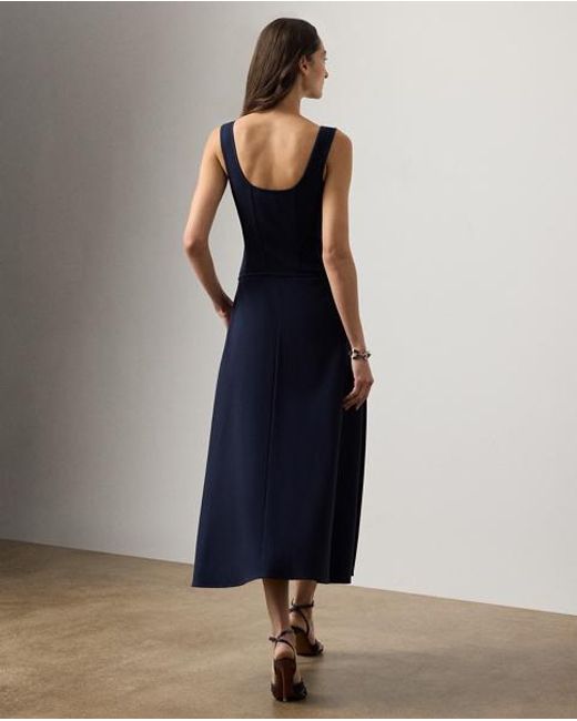 Ralph Lauren Blue Sophee Cotton-Blend Sleeveless Day Dress