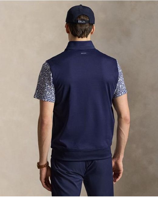 Ralph Lauren Blue Stretch Jersey Quarter-Zip Gilet for men
