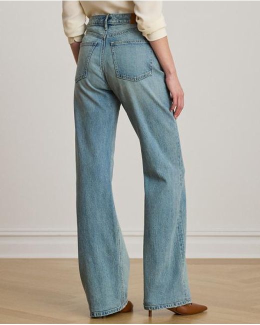 Ralph Lauren Blue High-Rise Straight Wide-Leg Jean