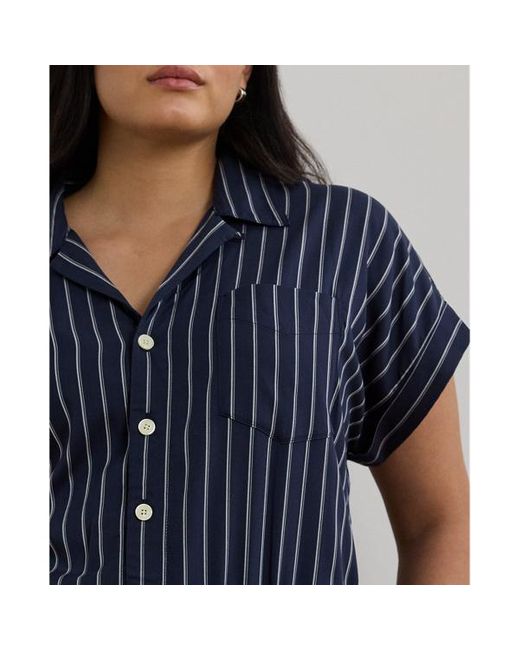 Taglie Plus - Tuta a gamba larga in twill con cintura di Ralph Lauren in Blue