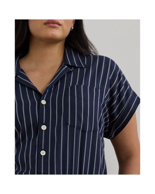 Ralph Lauren Blue Ralph Lauren Striped Belted Twill Wide-Leg Jumpsuit