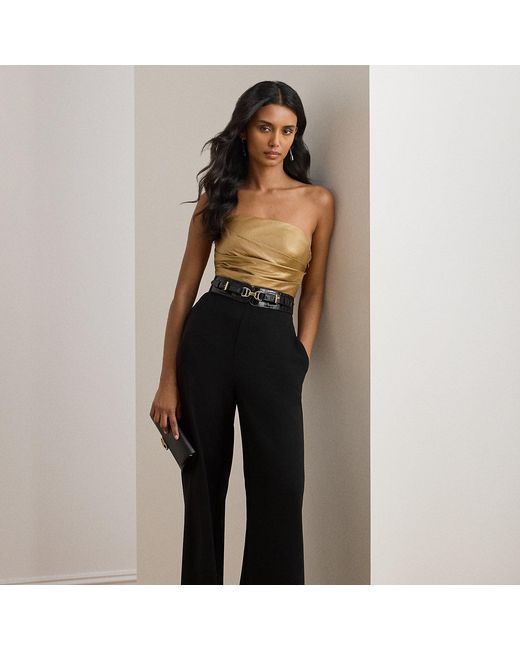 Ralph Lauren Black Ralph Lauren Bow-Back Metallic Twill & Crepe Jumpsuit