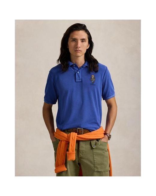 Polo Ralph Lauren Blue Classic Fit Polo Bear Mesh Polo Shirt for men