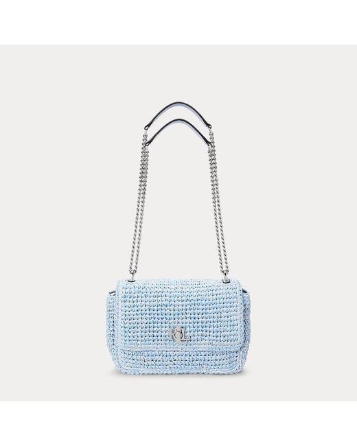 Ralph Lauren Medium Mélange Geweven Stro Sophee Tas in het Blue