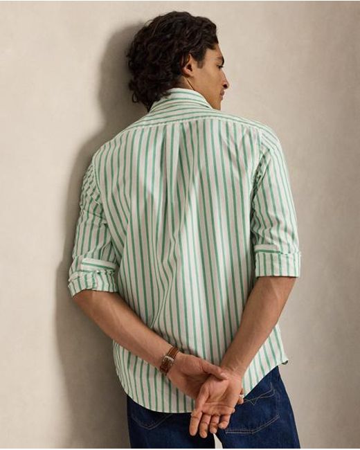 Polo Ralph Lauren Blue Custom Fit Striped Oxford Shirt for men