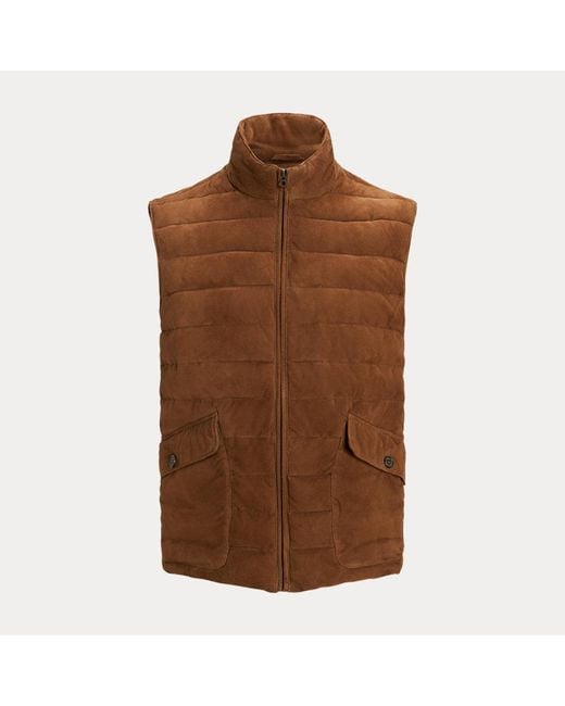 Polo Ralph Lauren Brown Quilted Suede Gilet for men