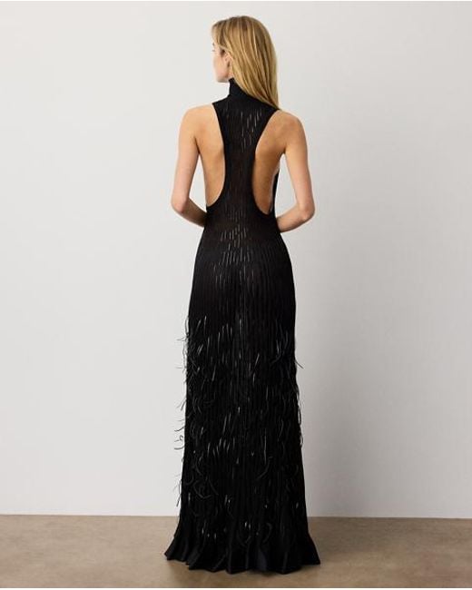 Ralph Lauren Black Cayla Embellished Sweater Evening Dress