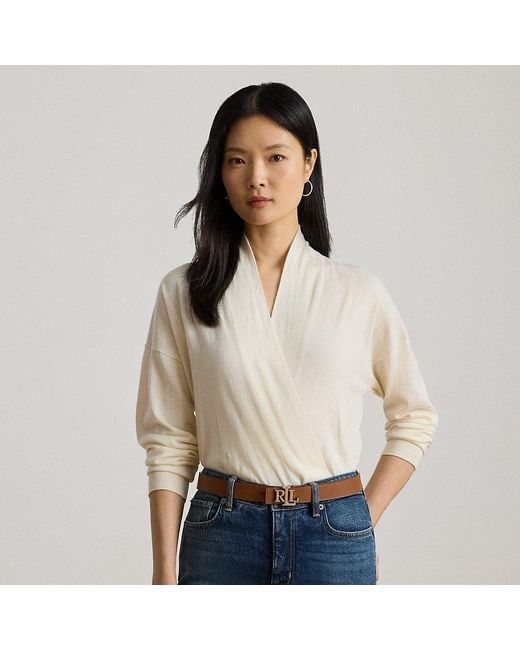 Pull À Col En V Croisé En Coton Et Modal Ralph Lauren en coloris White