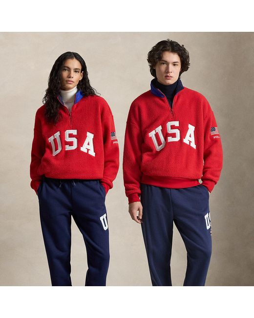 Polo Ralph Lauren Red Relaxed Fit Flag Fleece Pullover for men