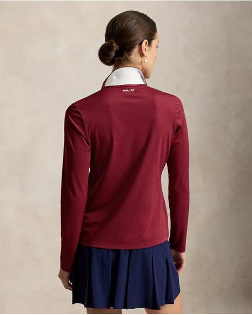 Ralph Lauren Red Quarter-Zip Long-Sleeved Polo Shirt