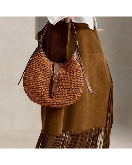 Polo Ralph Lauren Brown Ralph Lauren Polo Id Raffia Small Shoulder Bag
