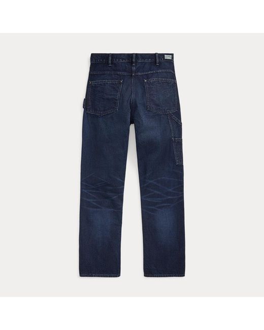 RRL Engineer Fit Canvas Timmermansbroek in het Blue voor heren