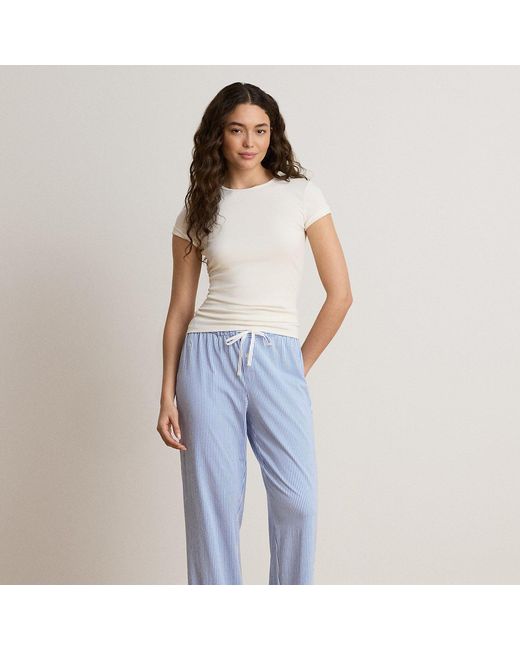 Ralph Lauren Blue Striped Cotton Jersey Pyjama Trouser