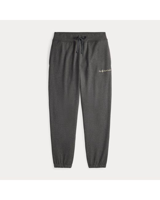 Polo Ralph Lauren Black Relaxed Fit Logo Fleece Tracksuit Bottom for men